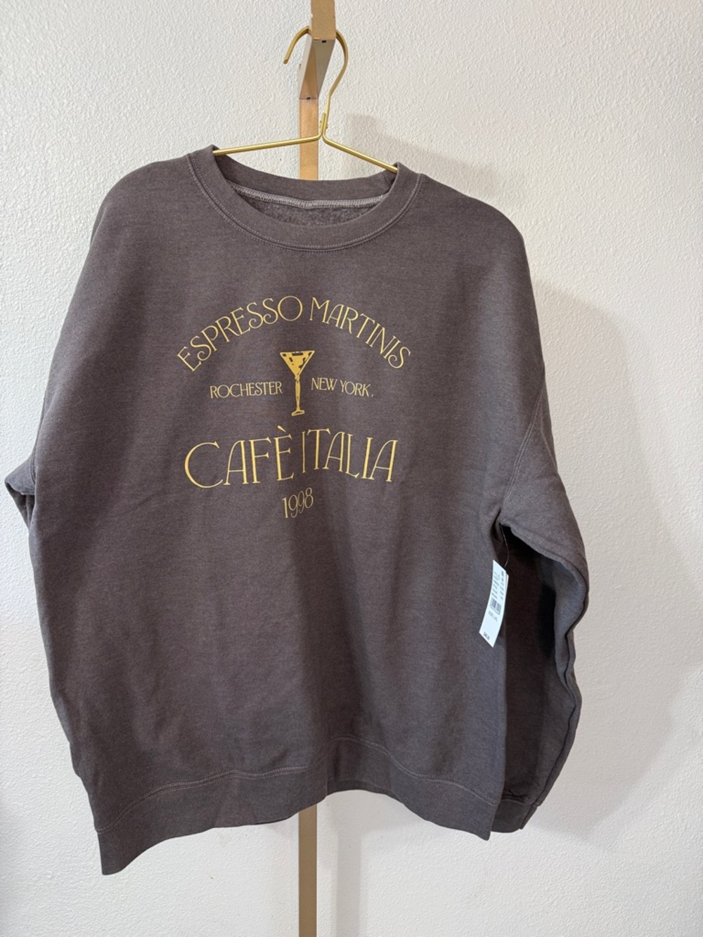 Golden Hour- Expresso Martini -L/XL Brown Graphic Sweatshirt- NEW
